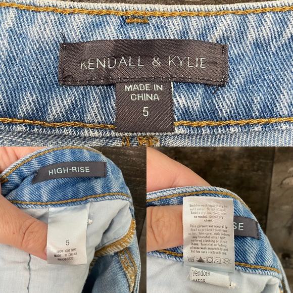 Kendall & Kylie Embroidered Jean Shorts Blue High Rise Cutoff Distressed Size 5 - Picture 9 of 10